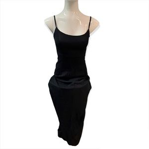 Vintage Jessica McClintock long black slip dress skinny straps size 3/4 LBD